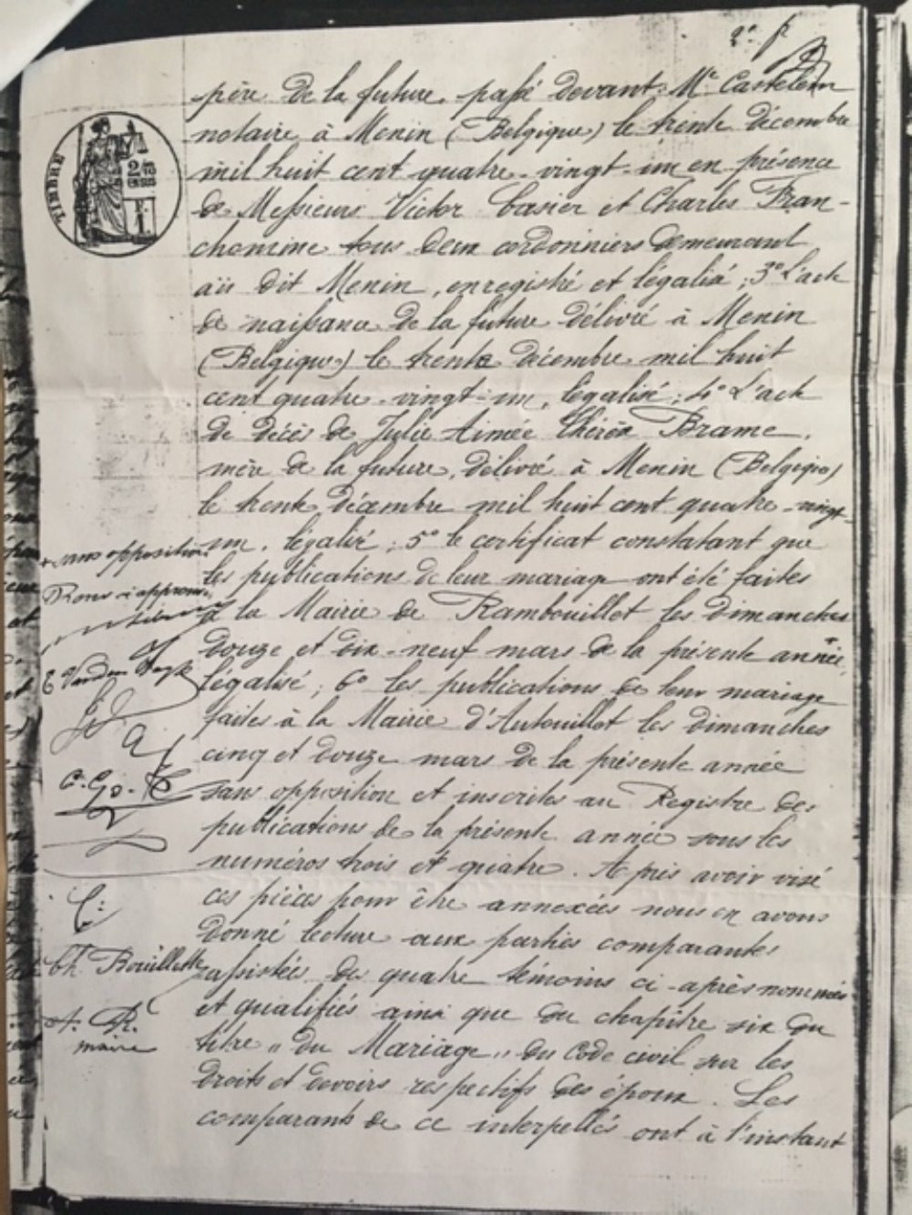 Marriage of Marcel Romain Lebrun & Eugénie Vandenberghe (1882) — page 3 of 4