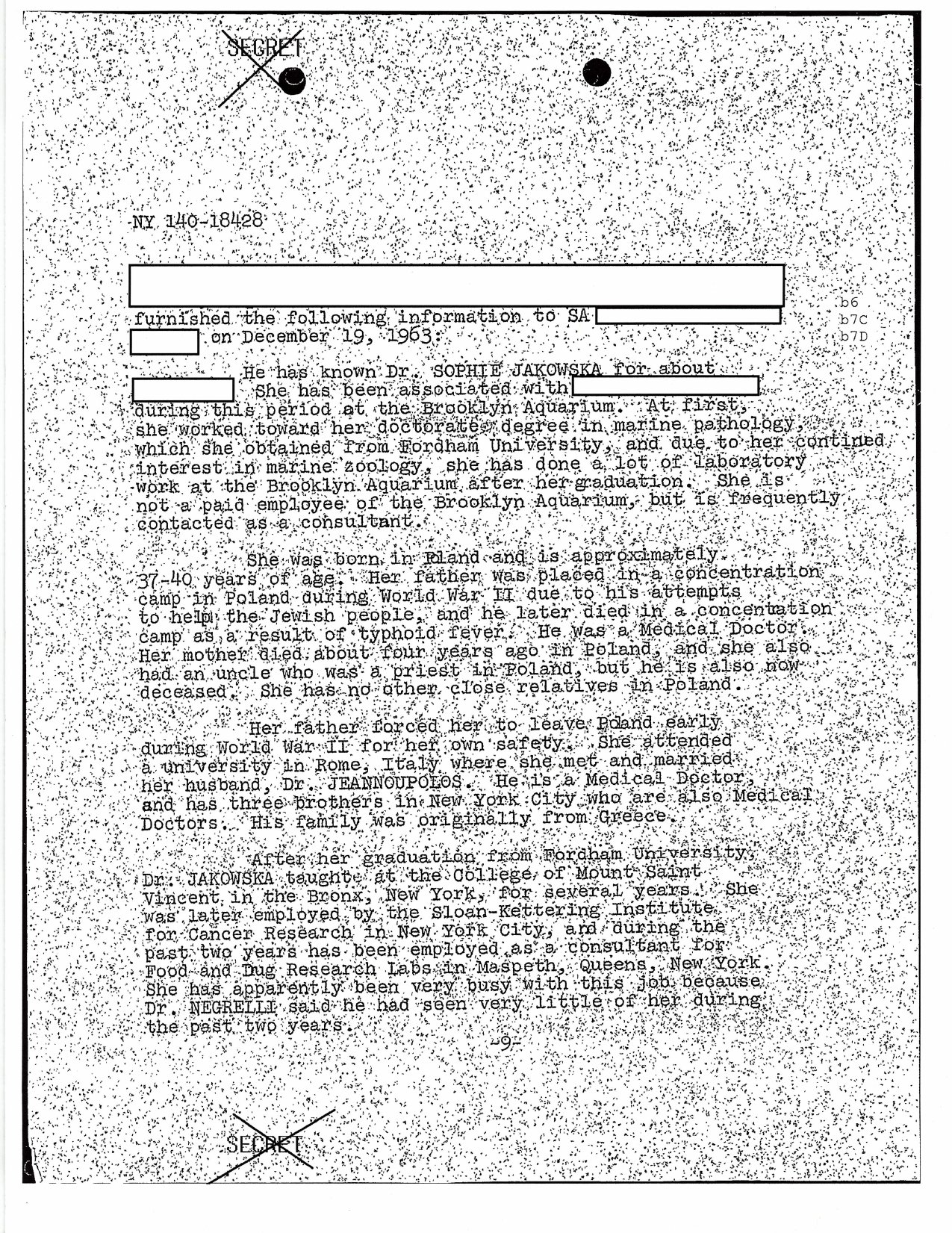 Sophie Jeannopoulos — FBI FOIA File NY140-18428 preview
