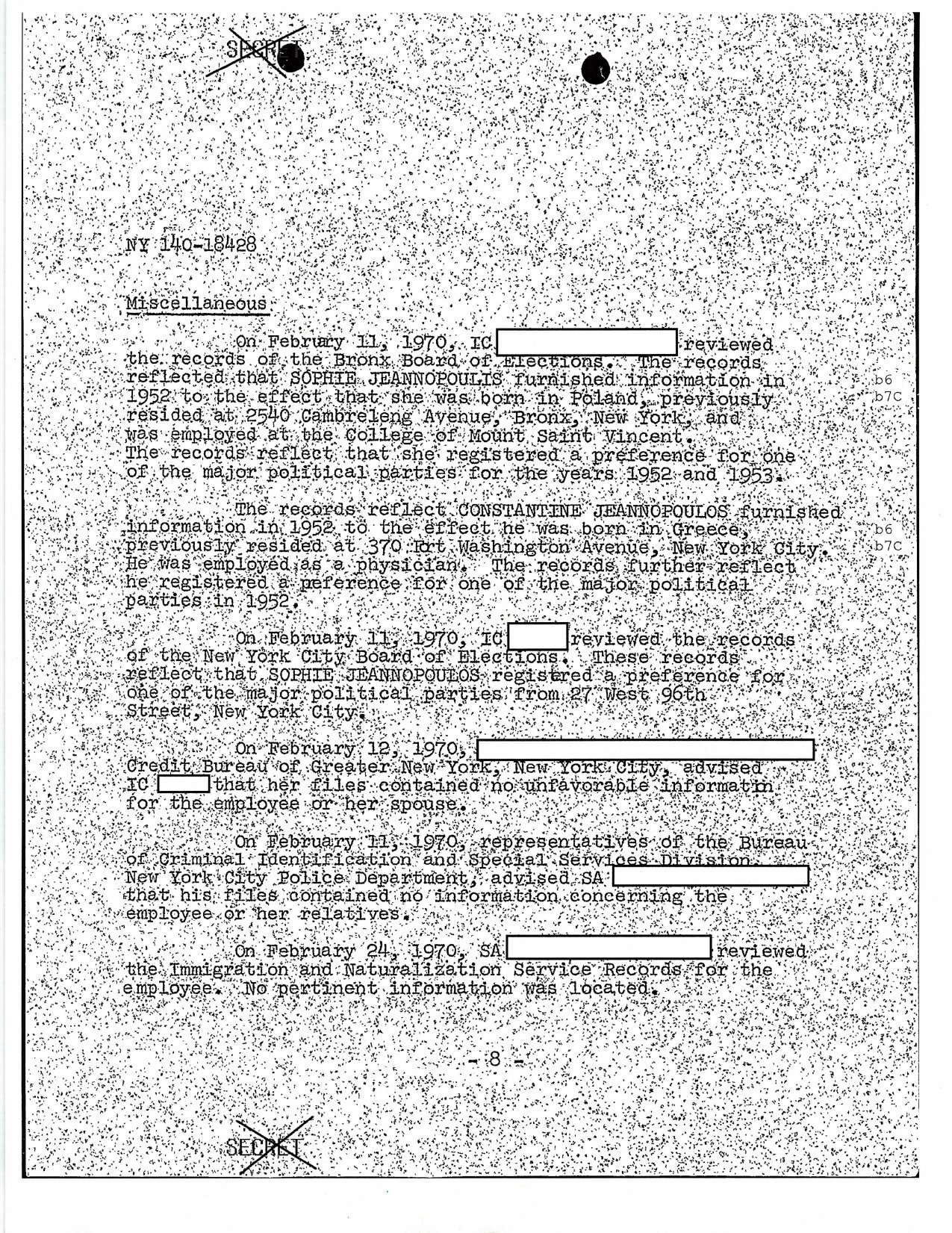 Sophie Jeannopoulos — FBI FOIA File NY140-18428 — page 12 of 19