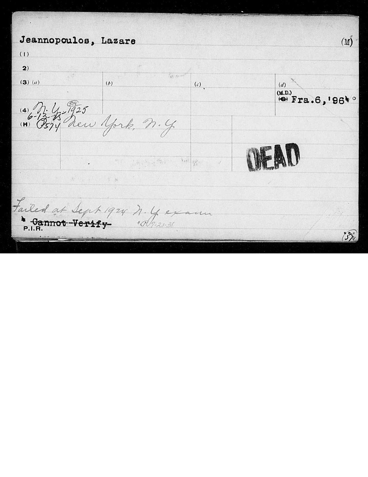 Lazaros Jeannopoulos — AMA Deceased Physician Card preview